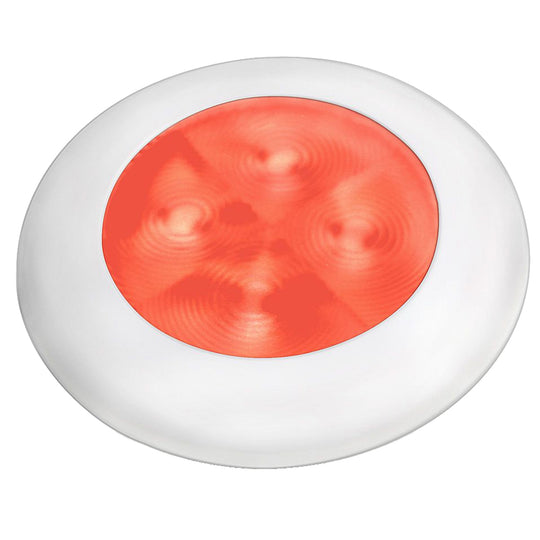 Hella Marine Slim Line LED 'Enhanced Brightness' Round Courtesy Lamp - Red LED - White Plastic Bezel - 12V - Deckhand Marine Supply