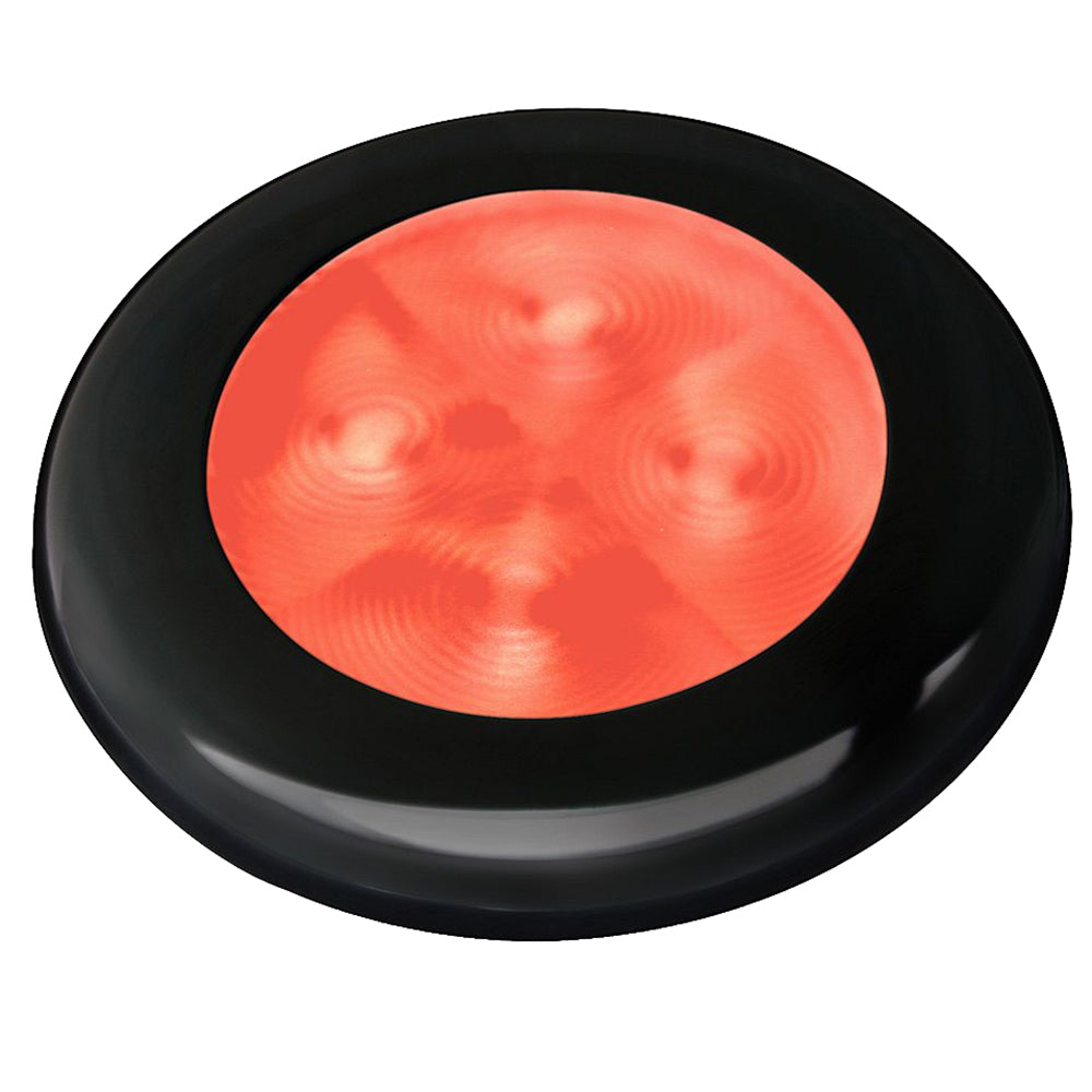 Hella Marine Slim Line LED 'Enhanced Brightness' Round Courtesy Lamp - Red LED - Black Plastic Bezel - 12V - Deckhand Marine Supply