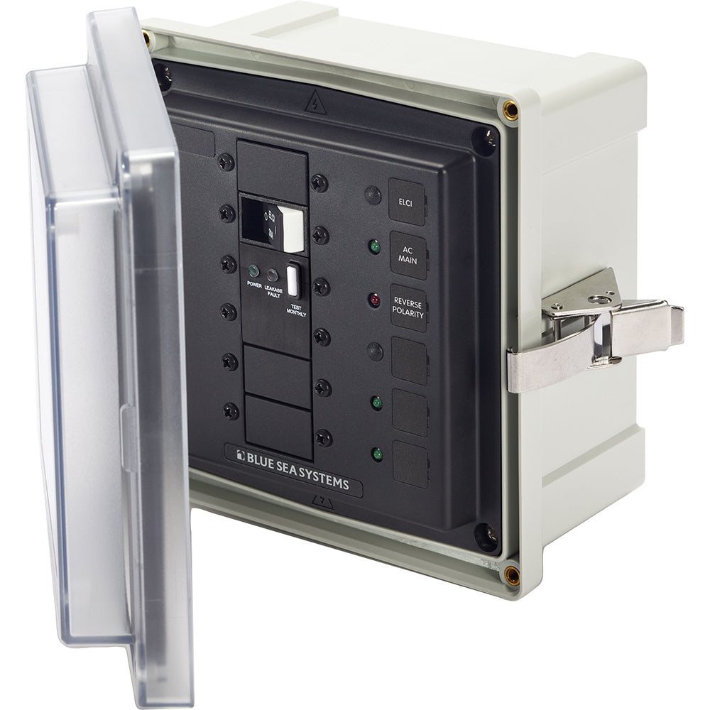 Blue Sea 3118 - SMS Panel Enclosure w/ELCI (50A) and 2 Blanks - 120V AC - Deckhand Marine Supply
