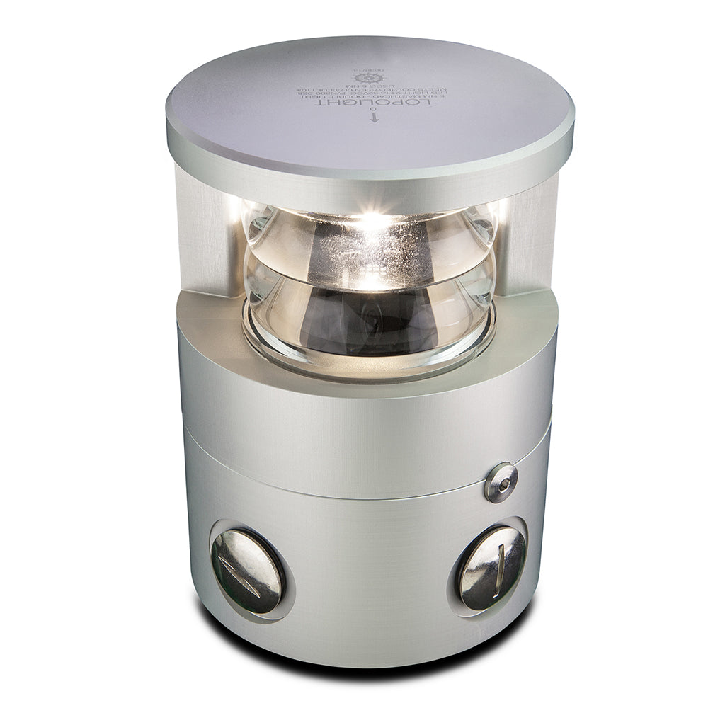 Lopolight Series 300-038 - Double Stacked Masthead Light - 5NM - Horizontal Mount - White - Silver Housing - Deckhand Marine Supply