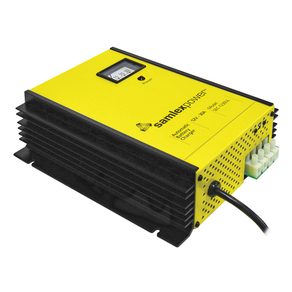 Samlex 30A Battery Charger - 12V - 3-Bank - 3-Stage w/Dip Switch  Lugs - Deckhand Marine Supply