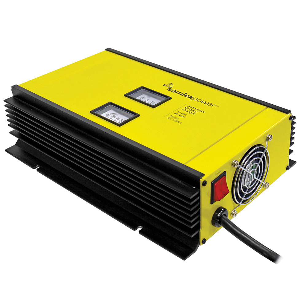 Samlex 80A Battery Charger - 12V - 2-Bank - 3-Stage w/Dip Switch  Lugs - Includes Temp Sensor - Deckhand Marine Supply