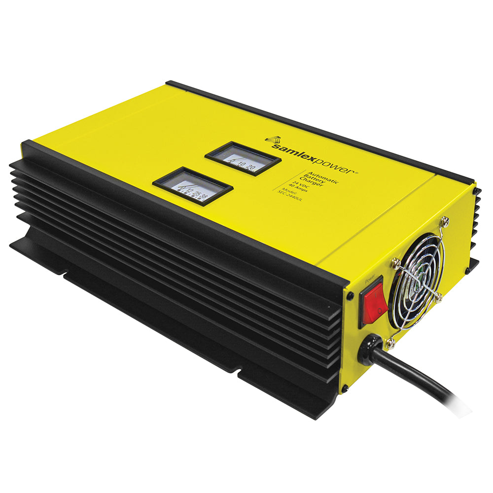Samlex 40A Battery Charger - 24V - 2-Bank - 3-Stage w/Dip Switch  Lugs - Includes Temp Sensor - Deckhand Marine Supply