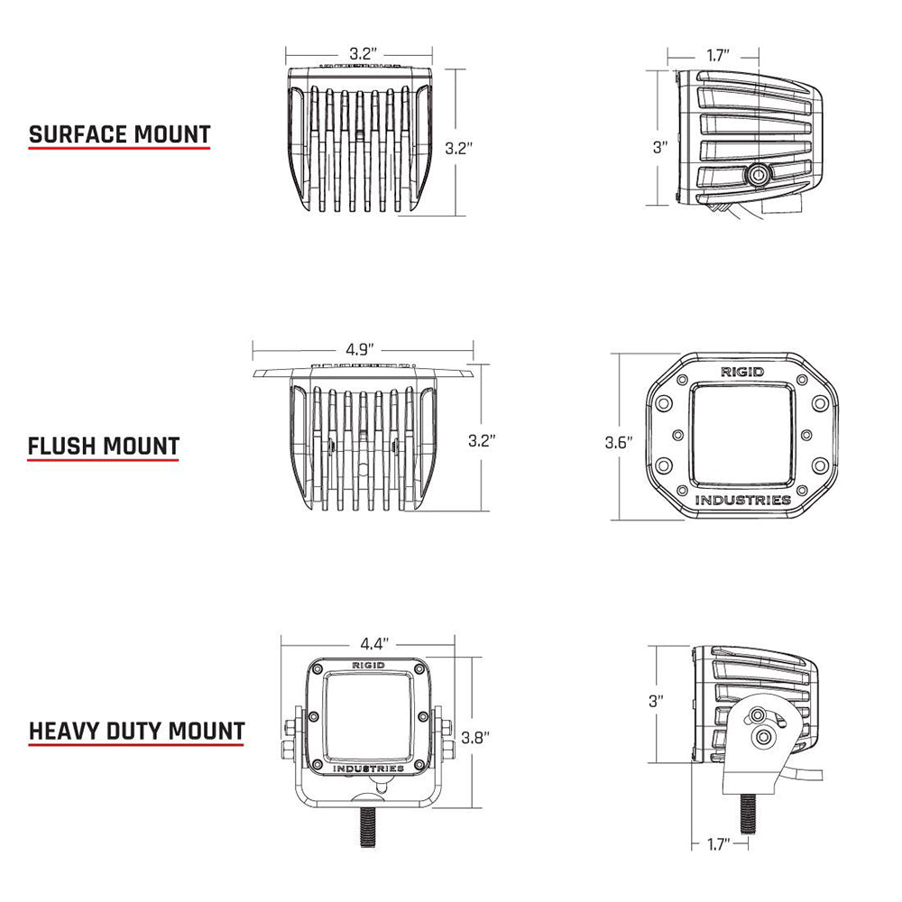RIGID Industries D-Series PRO Flush Mount - Spot LED - Midnight Edition - Pair - Black - Deckhand Marine Supply