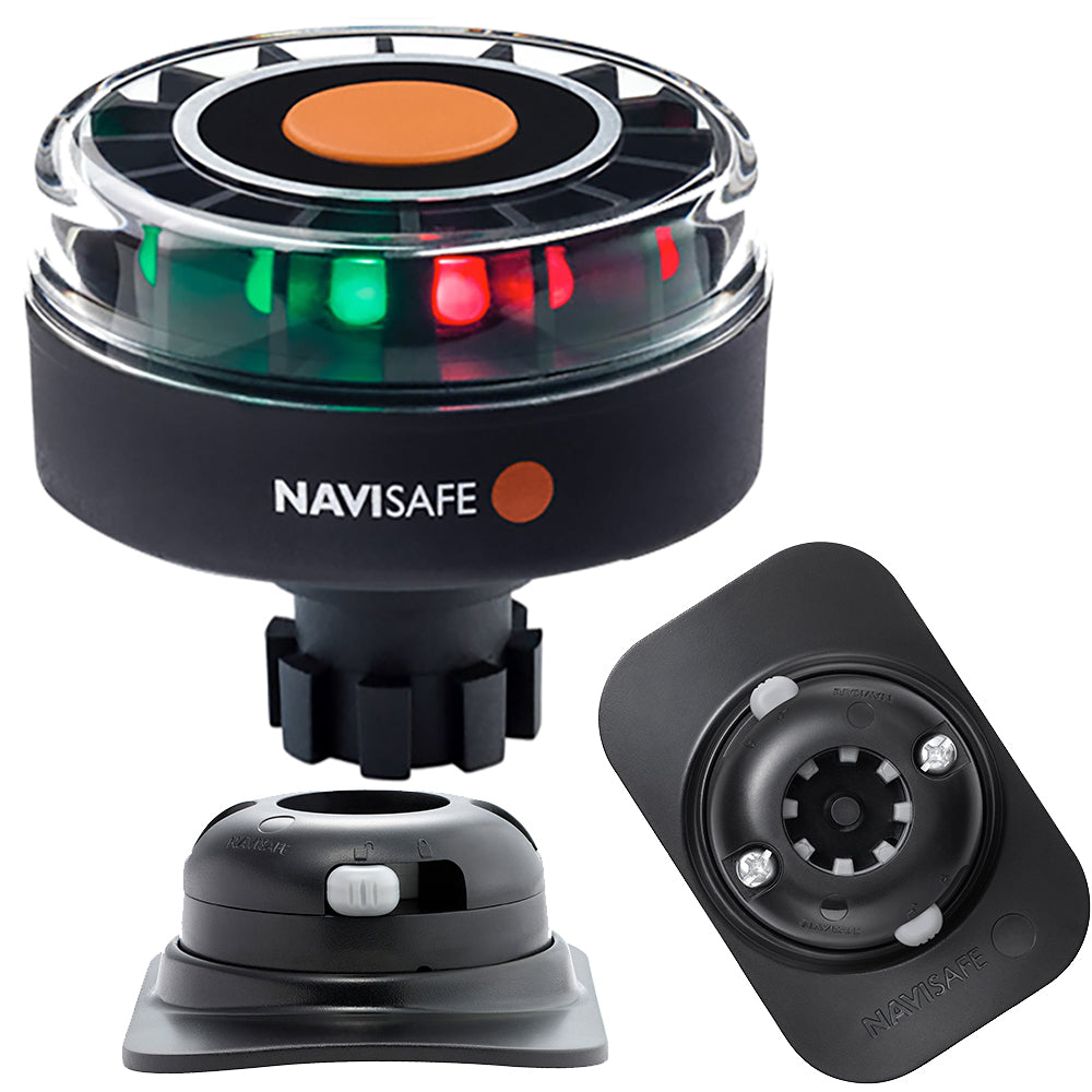 Navisafe Navilight Tricolor 2NM w/Navibolt Base  RIB Mount - Black - Deckhand Marine Supply