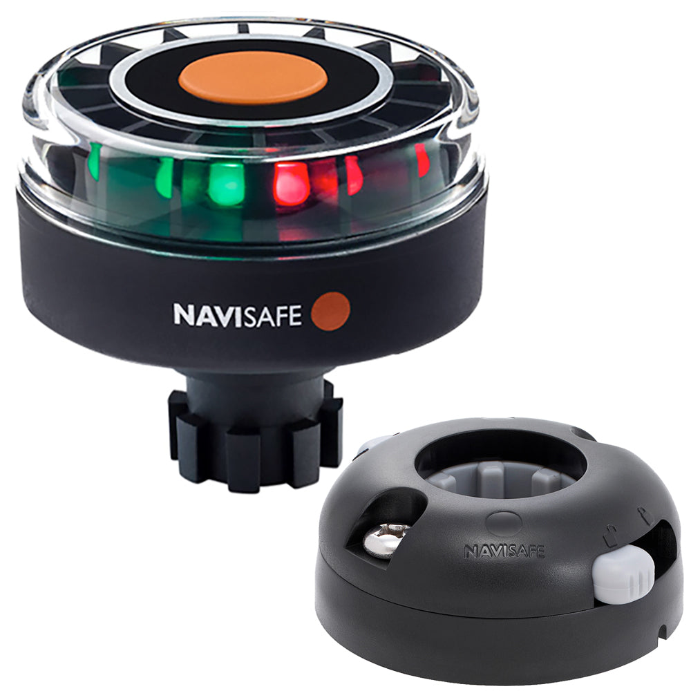 Navisafe Navilight Tricolor 2NM w/Navibolt Base  Horizontal Mount - Black - Deckhand Marine Supply