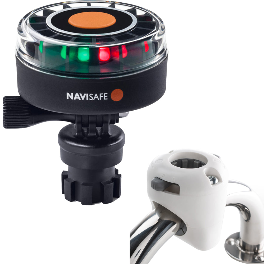 Navisafe Navilight 2NM Tricolor w/Navimount Base  Rail Mount - White - Deckhand Marine Supply