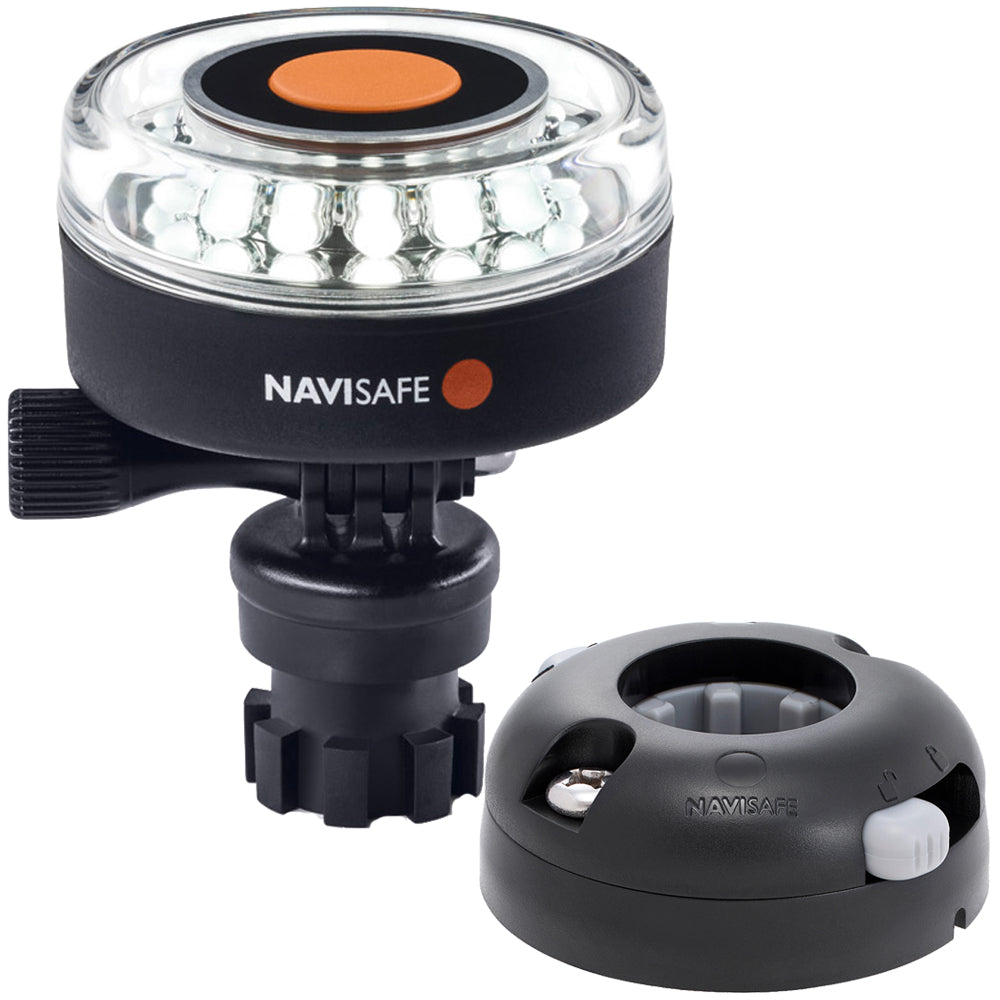 Navisafe Navilight 360 2NM White w/Navimount Base  Horizontal Mount - Black - Deckhand Marine Supply