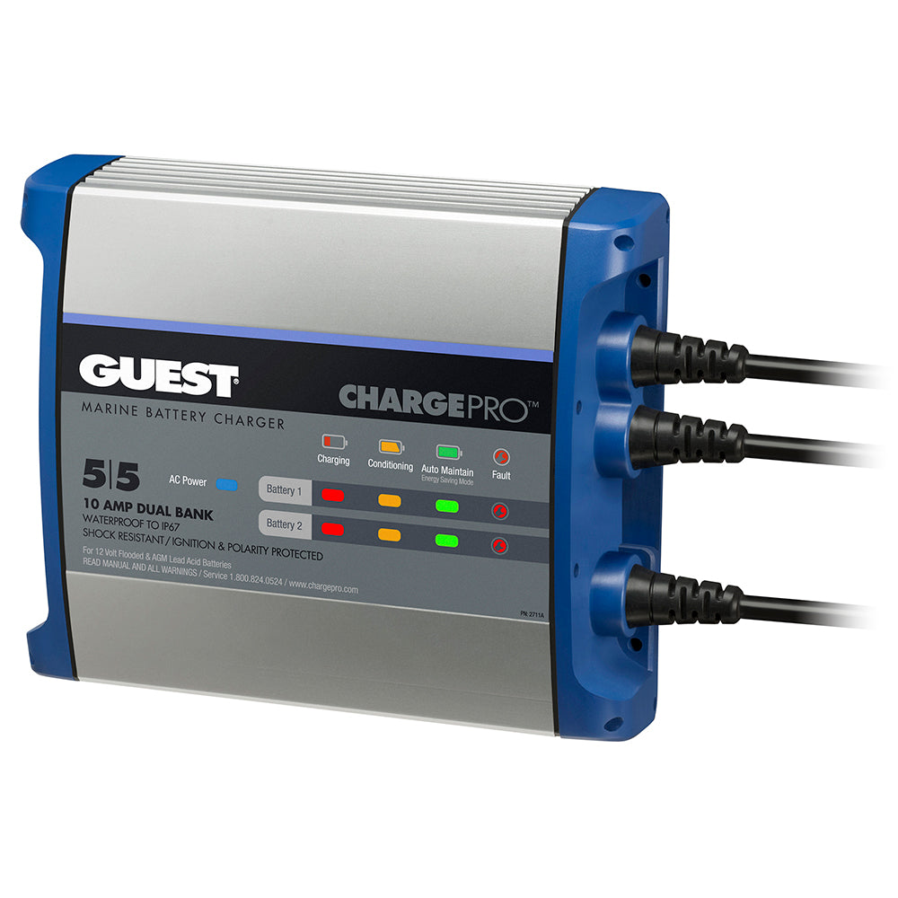 Guest On-Board Battery Charger 10A / 12V - 2 Bank - 120V Input - Deckhand Marine Supply