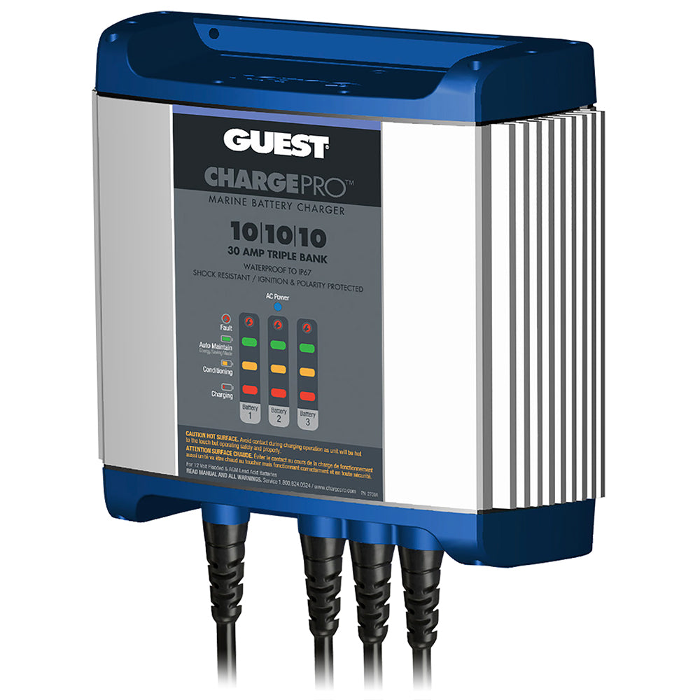 Guest On-Board Battery Charger 30A / 12V - 3 Bank - 120V Input - Deckhand Marine Supply