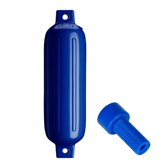 Polyform G-3 Twin Eye Fender 5.5" x 19" - Cobalt Blue w/Adapter - Deckhand Marine Supply