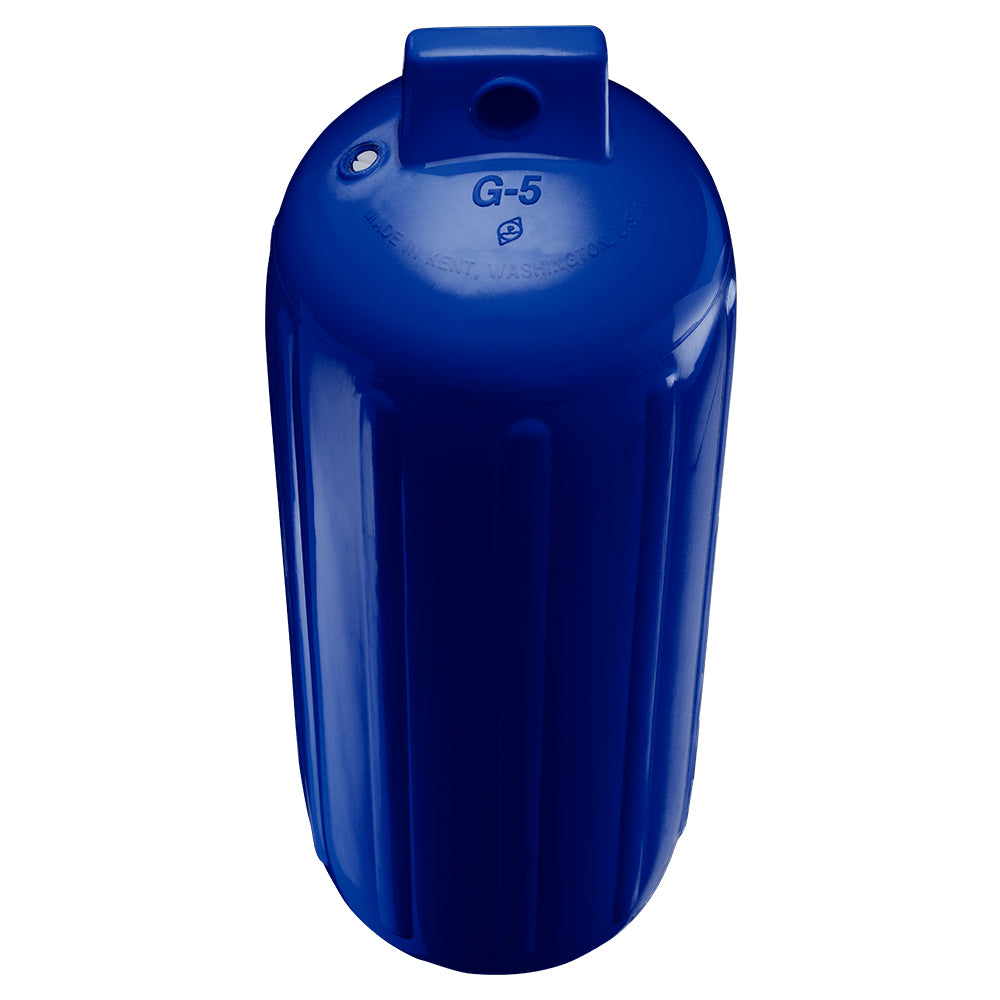 Polyform G-5 Twin Eye Fender 8.8" x 26.8" - Cobalt Blue w/Adapter - Deckhand Marine Supply