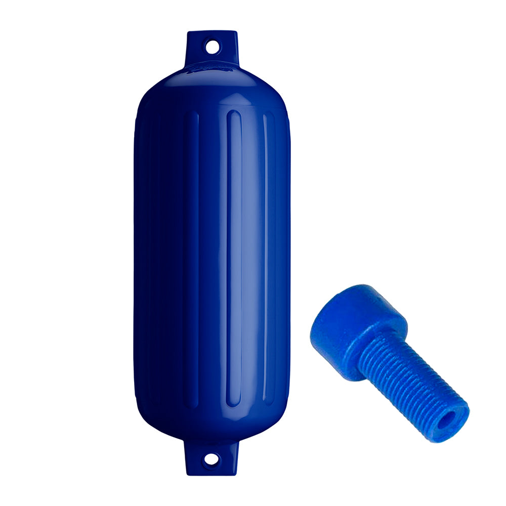Polyform G-6 Twin Eye Fender 11" x 30" - Cobalt Blue w/Adapter - Deckhand Marine Supply