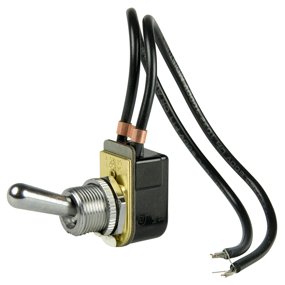 BEP SPST Chrome Plated Toggle Switch Wire Leads - ON/OFF - Deckhand Marine Supply