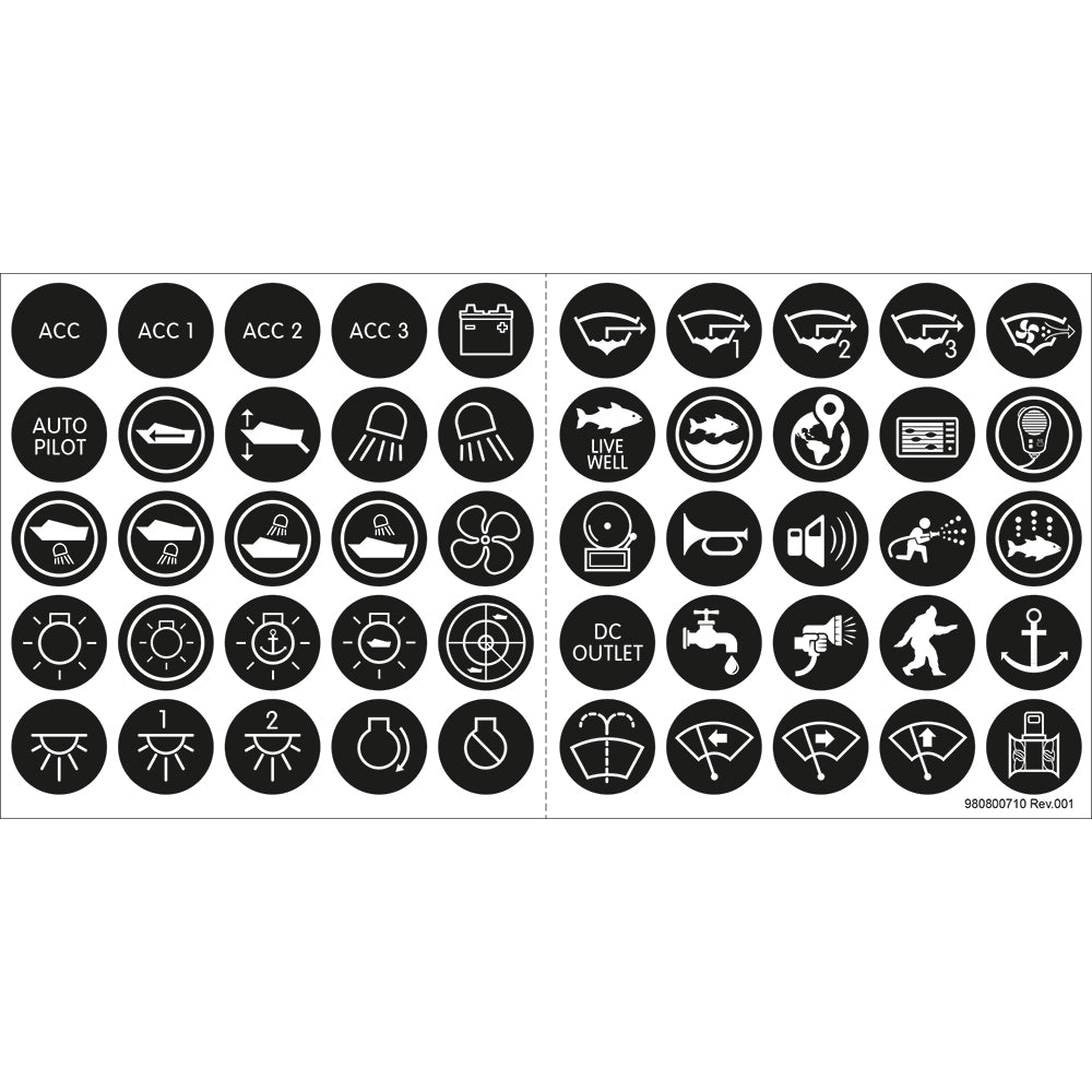 Blue Sea 4230 Push Button Switch Label Kit - Deckhand Marine Supply