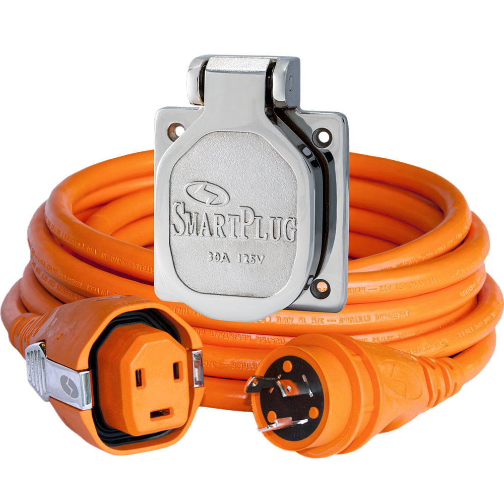SmartPlug 30 AMP Dual Configuration Cordset  Stainless Steel Inlet Combo - 50 - Deckhand Marine Supply