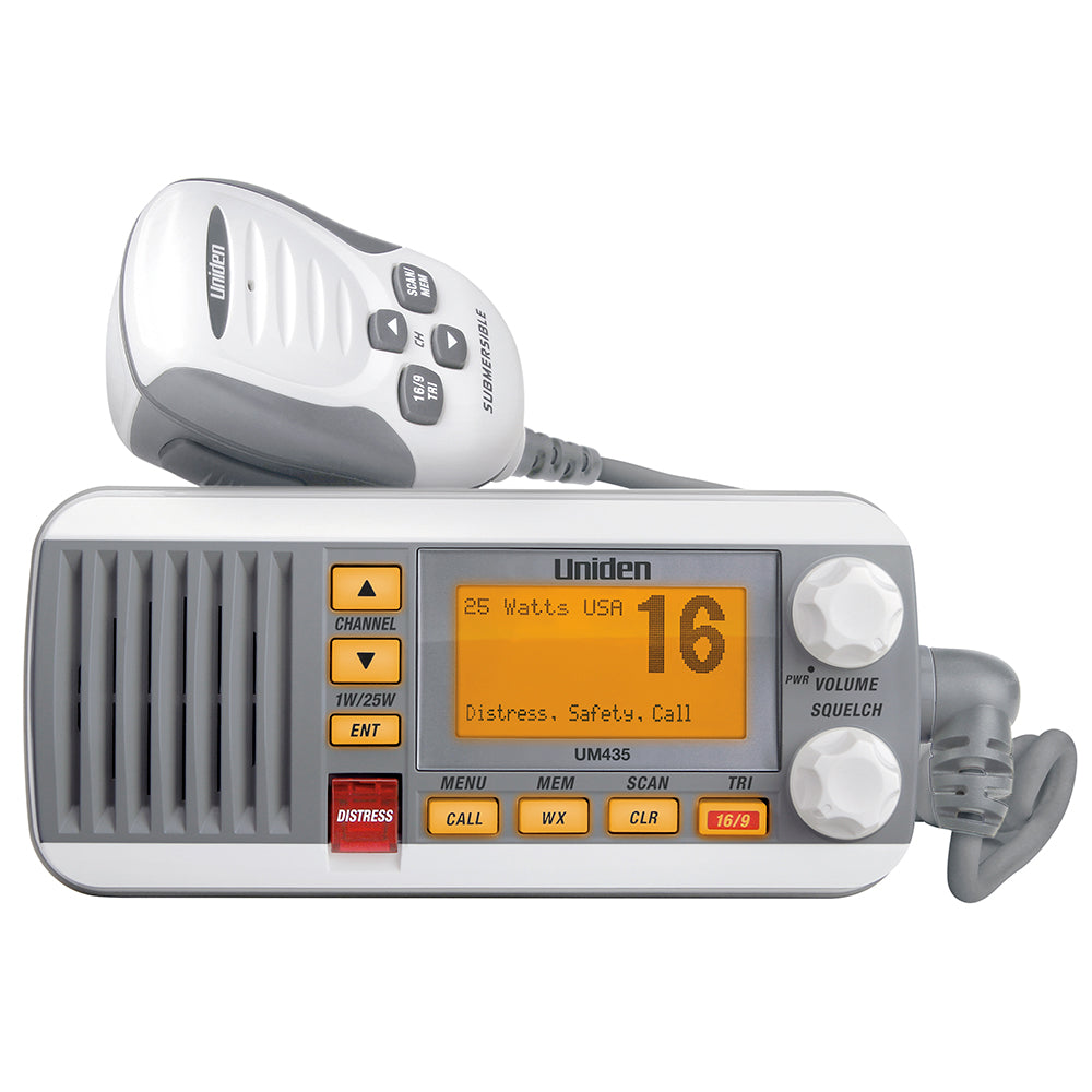 Uniden UM435 Fixed Mount VHF Radio - White - Deckhand Marine Supply