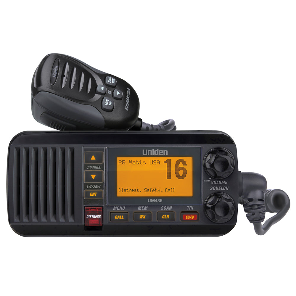 Uniden UM435 Fixed Mount VHF Radio - Black - Deckhand Marine Supply