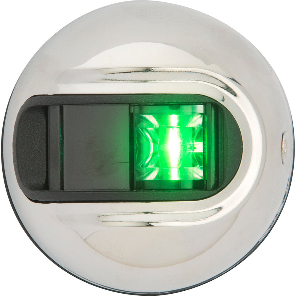 Attwood LightArmor Vertical Surface Mount Navigation Light - Starboard (Green) - Stainless Steel - 2NM - Deckhand Marine Supply