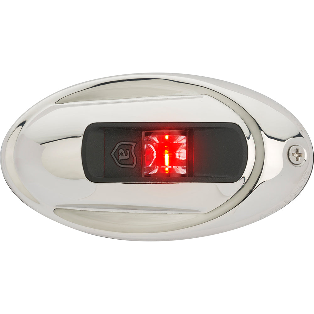 Attwood LightArmor Vertical Surface Mount Navigation Light - Oval - Port (red) - Stainless Steel - 2NM - Deckhand Marine Supply