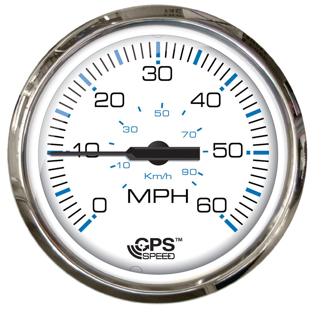 Faria Chesapeake White SS 4" Studded Speedometer - 60MPH (GPS) - Deckhand Marine Supply