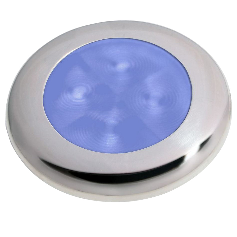 Hella Marine Polished Stainless Steel Rim LED Courtesy Lamp - Blue - Deckhand Marine Supply