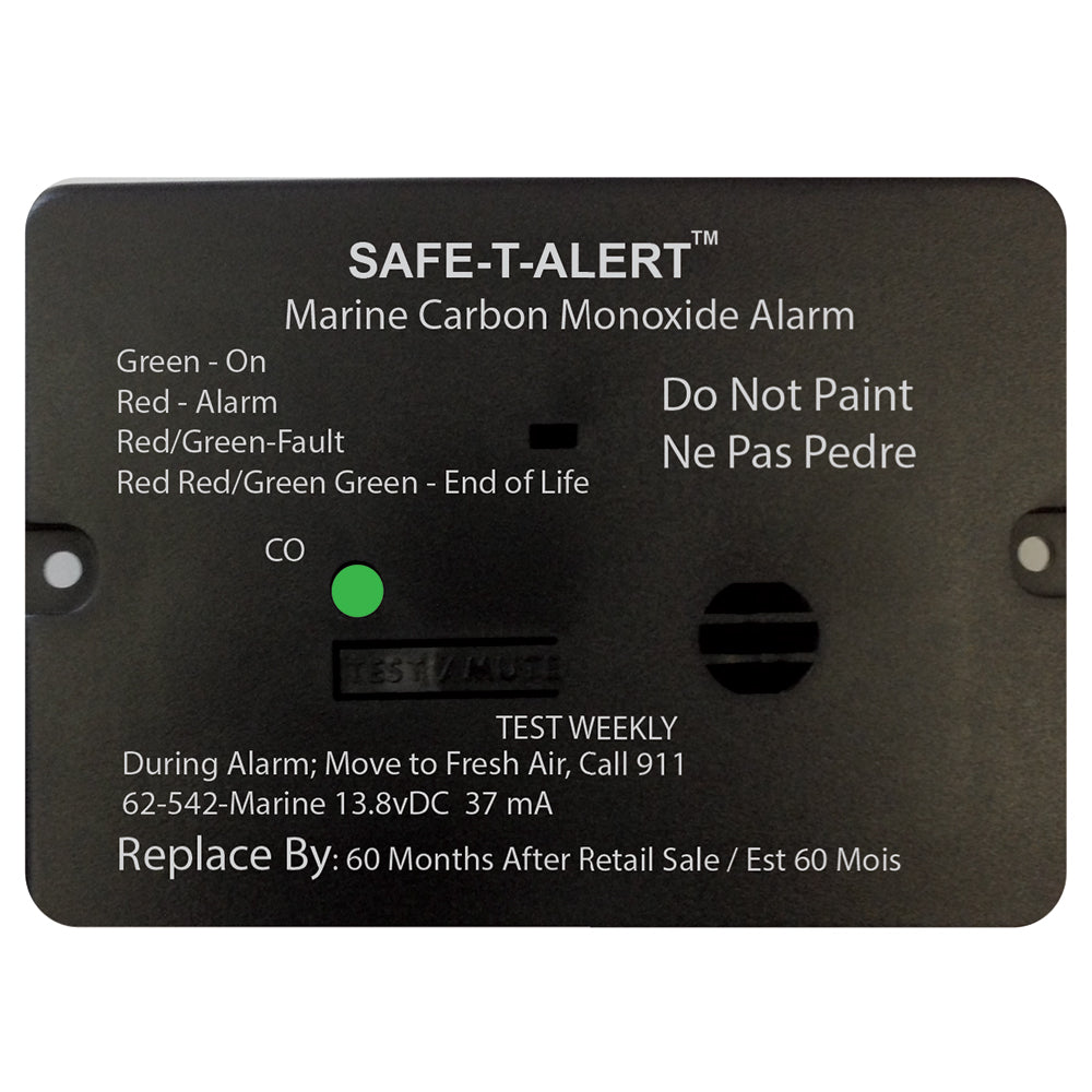 Safe-T-Alert 62 Series Carbon Monoxide Alarm w/Relay - 12V - 62-542-R-Marine - Flush Mount - Black - Deckhand Marine Supply