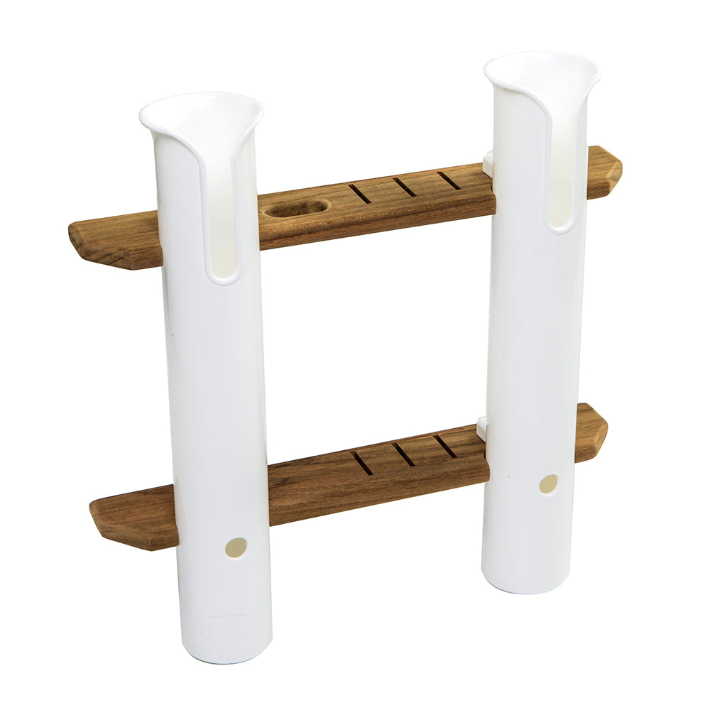 Whitecap Teak 2-Rod Tournament Storage Rack - Deckhand Marine Supply