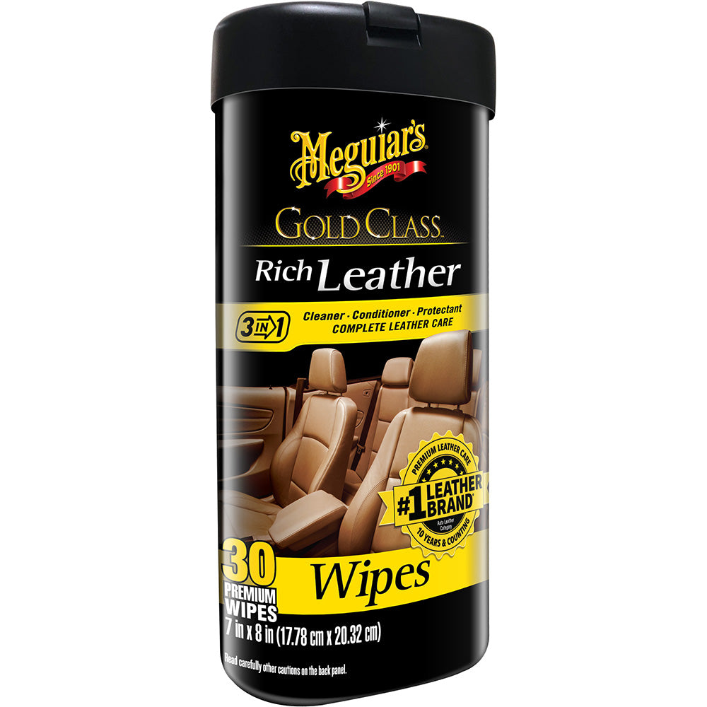 Meguiars Gold Class Rich Leather Cleaner  Conditioner Wipes - Deckhand Marine Supply