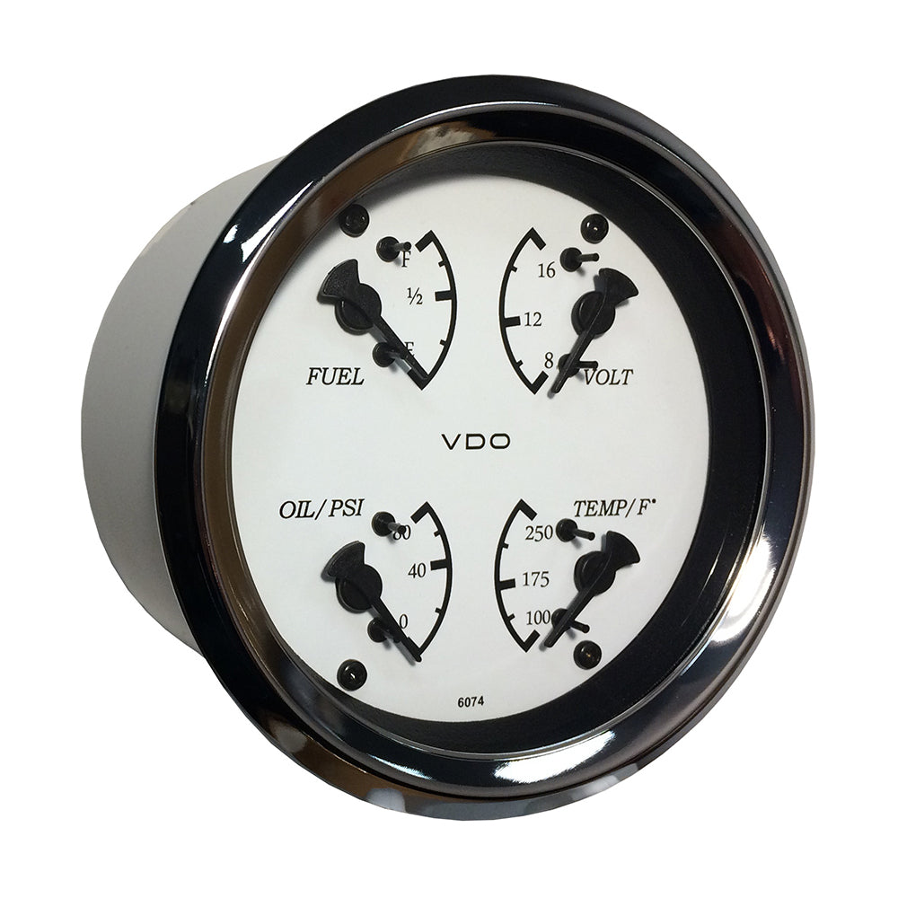 VDO Cockpit Marine 85mm (3-3/8") 4 in 1 Gauge - White Dial/Bezel - Deckhand Marine Supply