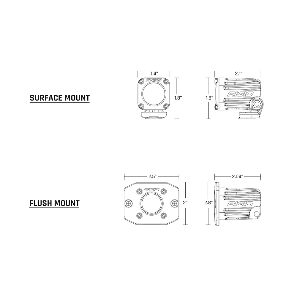 RIGID Industries Ignite Surface Mount Diffused - Pair - Black - Deckhand Marine Supply