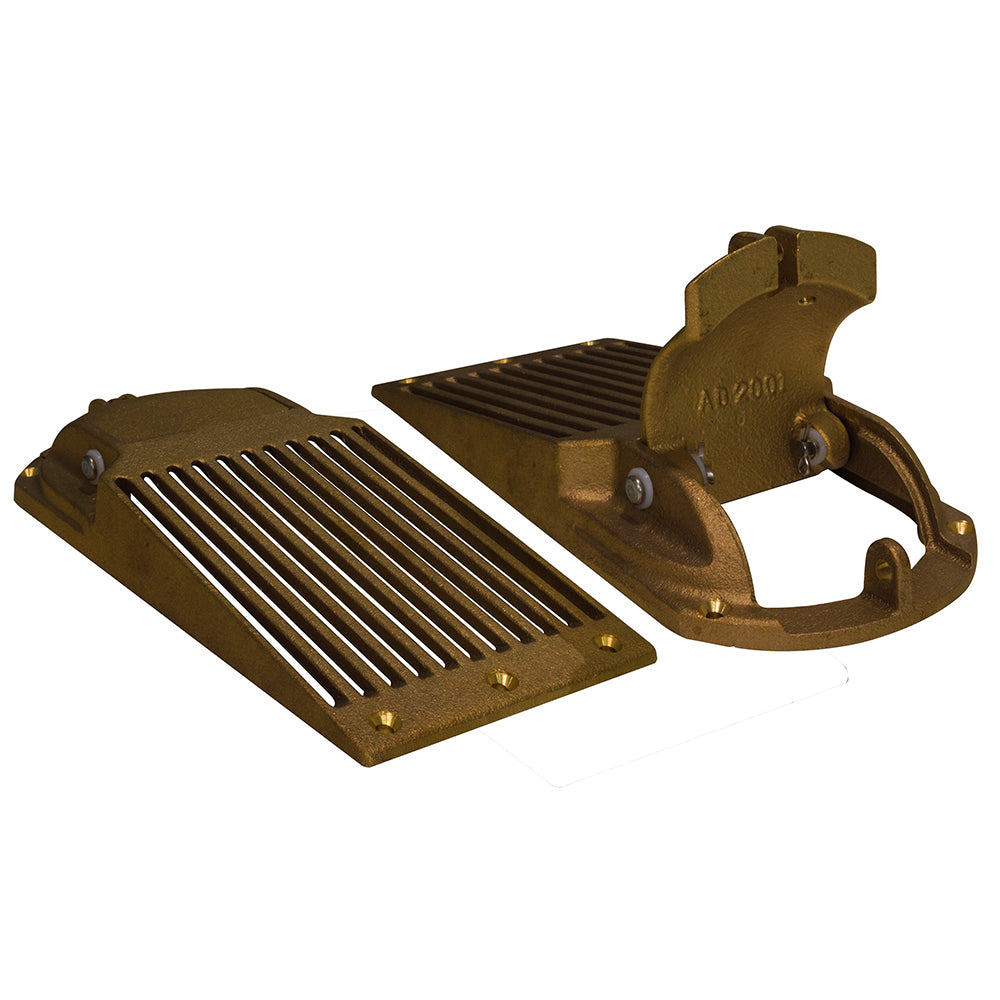 GROCO Bronze Slotted Hull Scoop Strainer w/Access Door f/Up to 3" Thru Hull - Deckhand Marine Supply