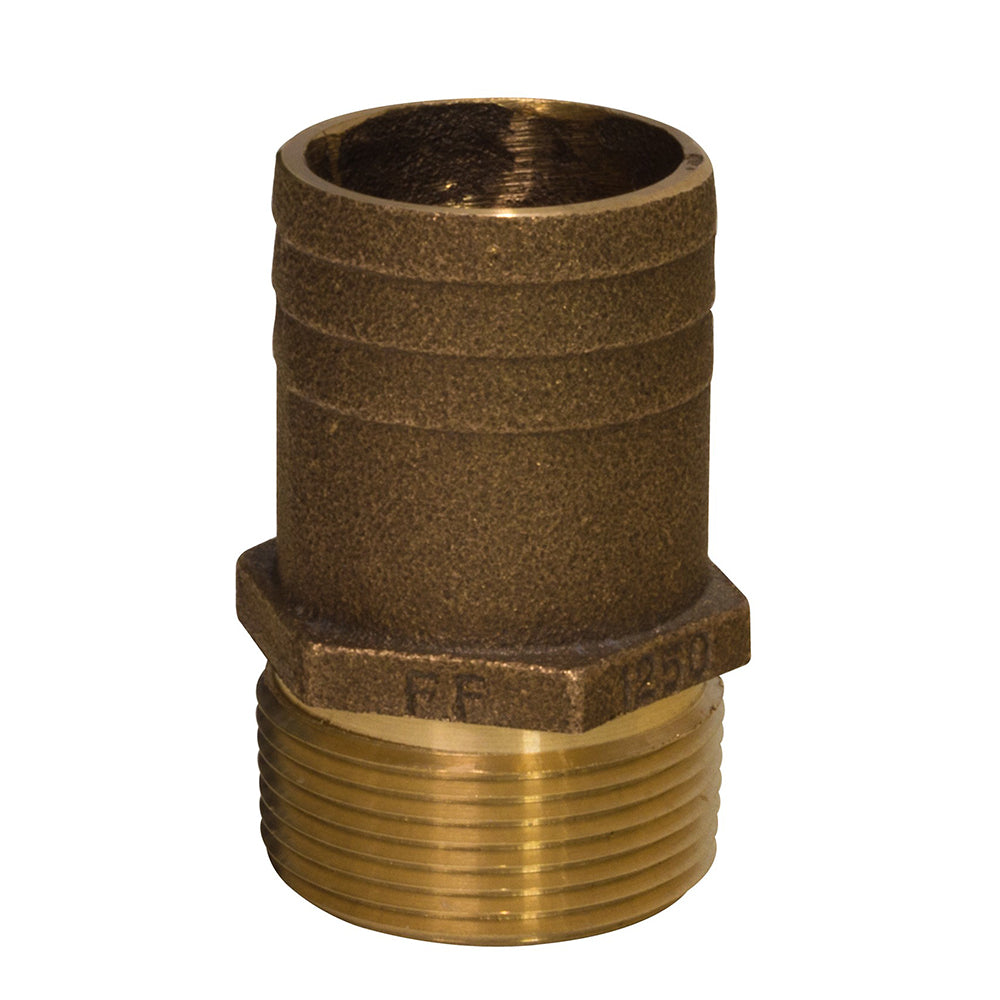 GROCO 1-1/2" NPT x 1-3/4" Bronze Full Flow Pipe to Hose Straight Fitting - Deckhand Marine Supply