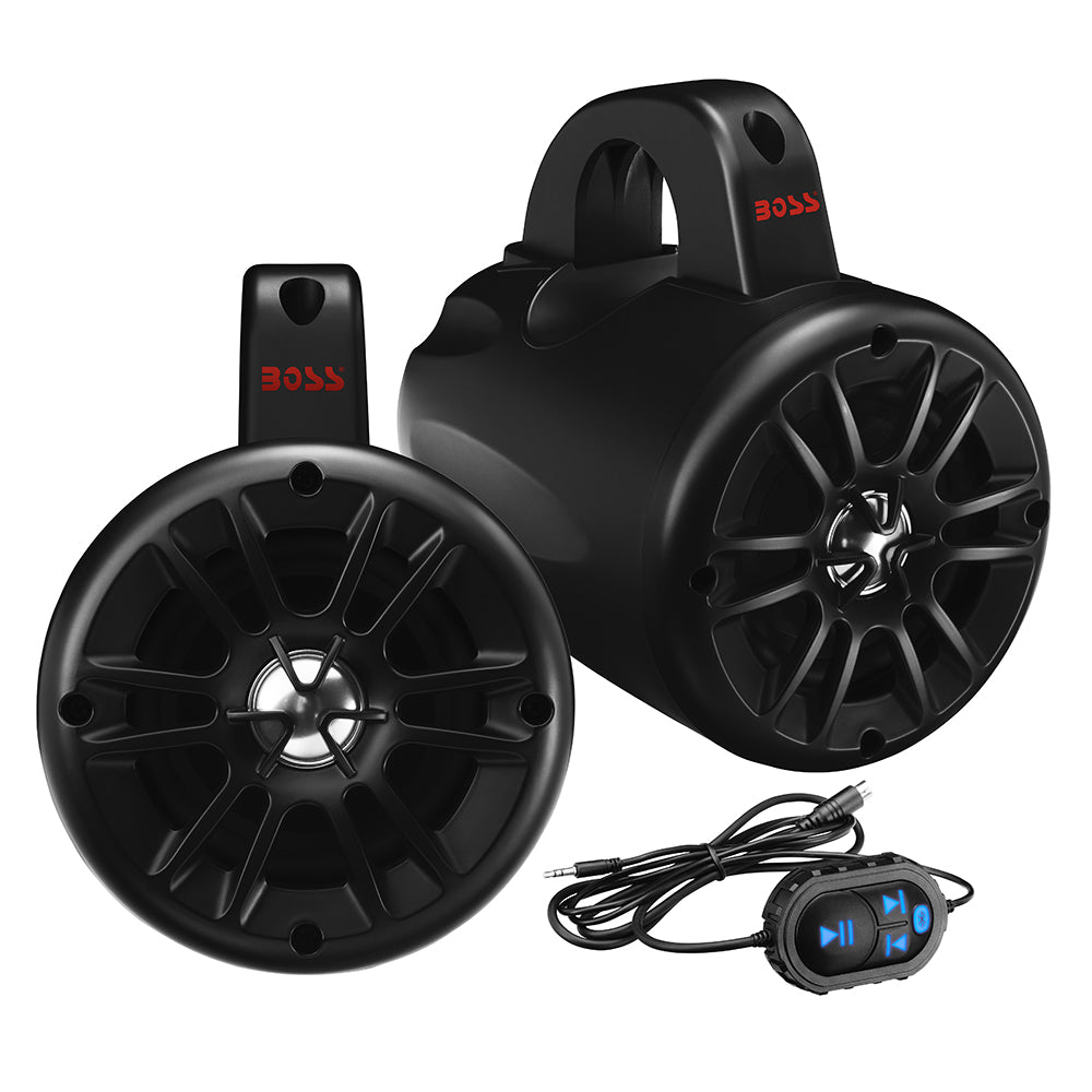 Boss Audio 4" BM40AMPBT Amplified Waketower Speakers - Matte Black - 500W - Deckhand Marine Supply