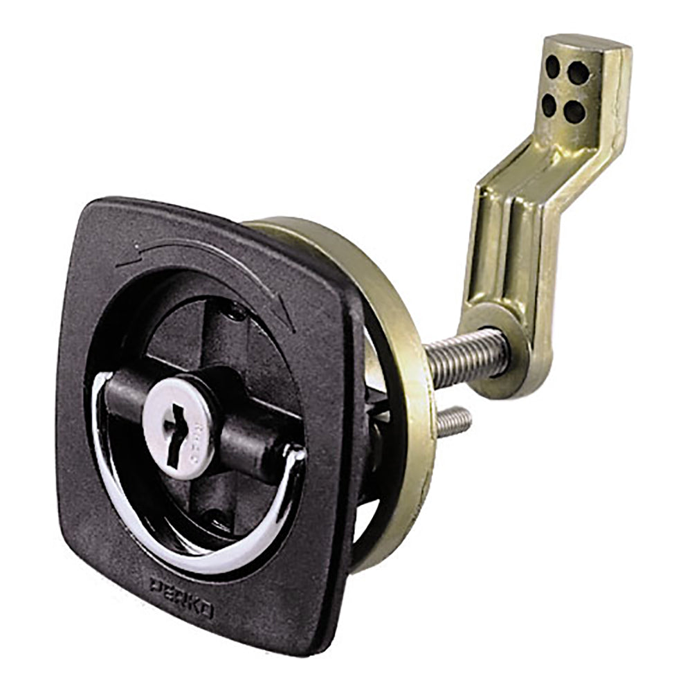 Perko Black Flush Lock - 2.5" x 2.5" w/Offset Cam Bar  Flexible Polymer Strike - Deckhand Marine Supply