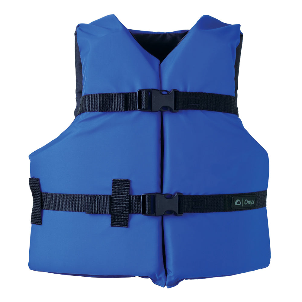 Onyx Nylon General Purpose Life Jacket - Youth 50-90lbs - Blue - Deckhand Marine Supply