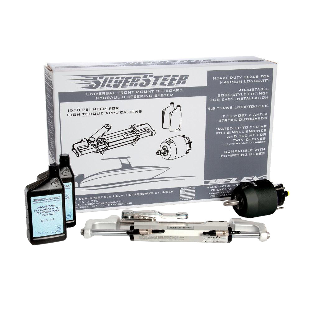 Uflex SilverSteer Universal Front Mount Outboard Hydraulic Steering System w/ UC128-SVS-1 Cylinder - Deckhand Marine Supply