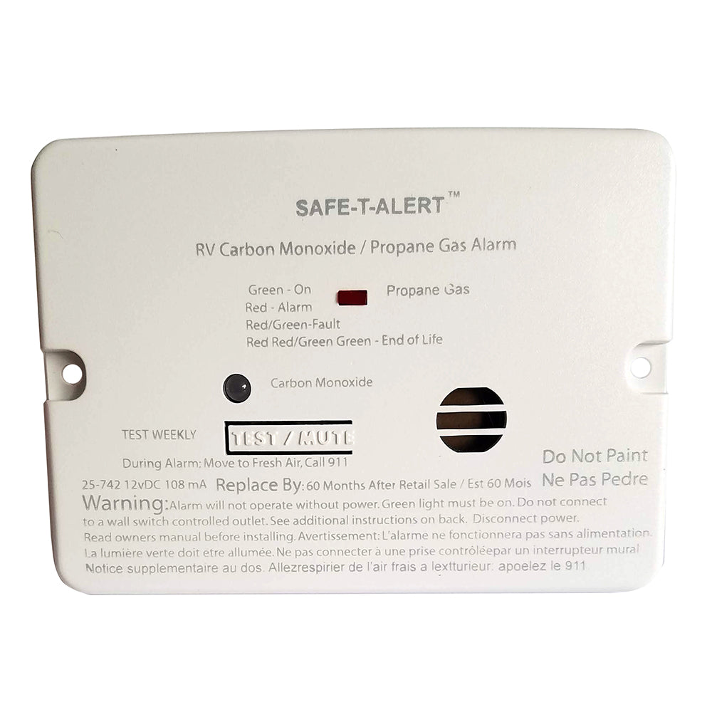 Safe-T-Alert Combo Carbon Monoxide Propane Alarm - Flush Mount - Mini - White - Deckhand Marine Supply