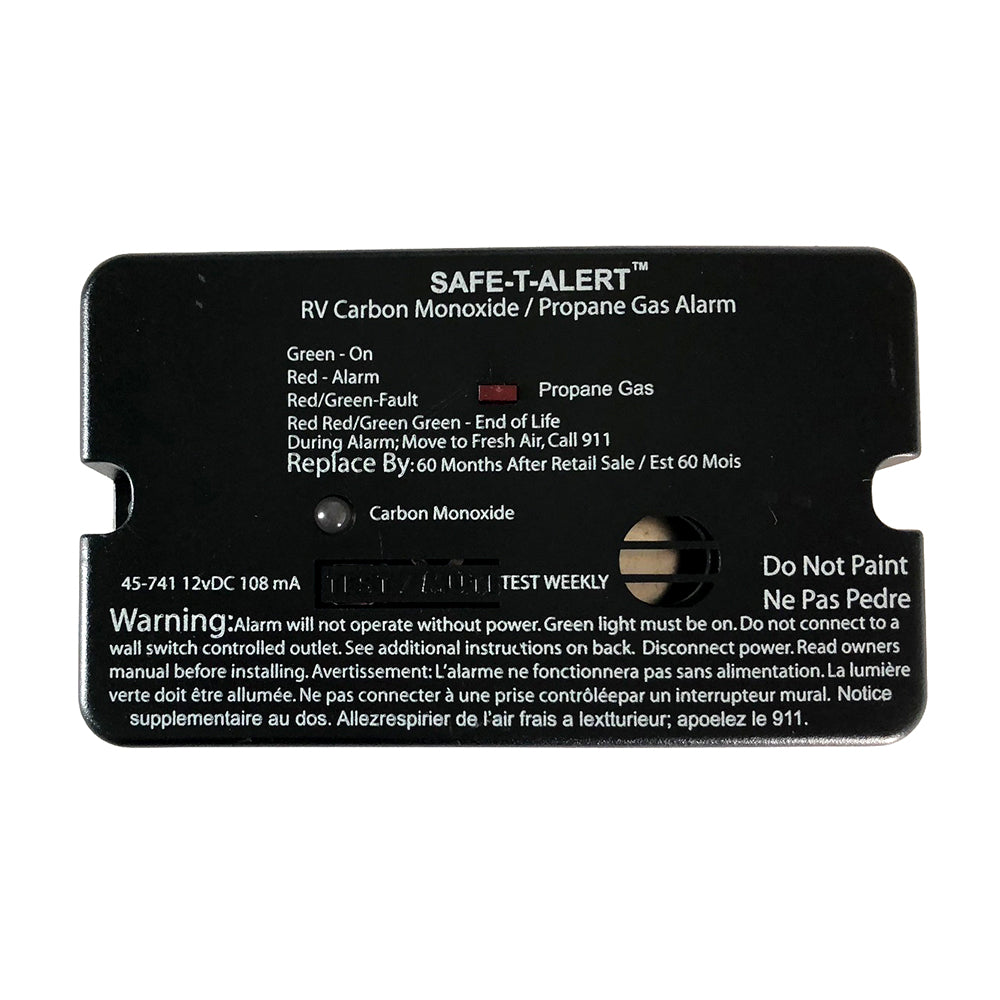 Safe-T-Alert 45-Series Combo Carbon Monoxide Propane Alarm Surface Mount - Black - Deckhand Marine Supply
