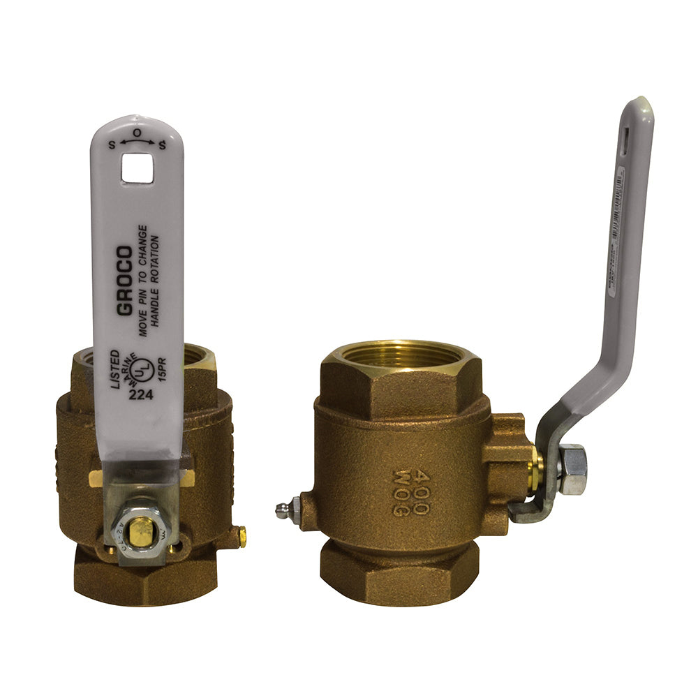 GROCO 1" NPT Bronze In-Line Ball Valve - Deckhand Marine Supply