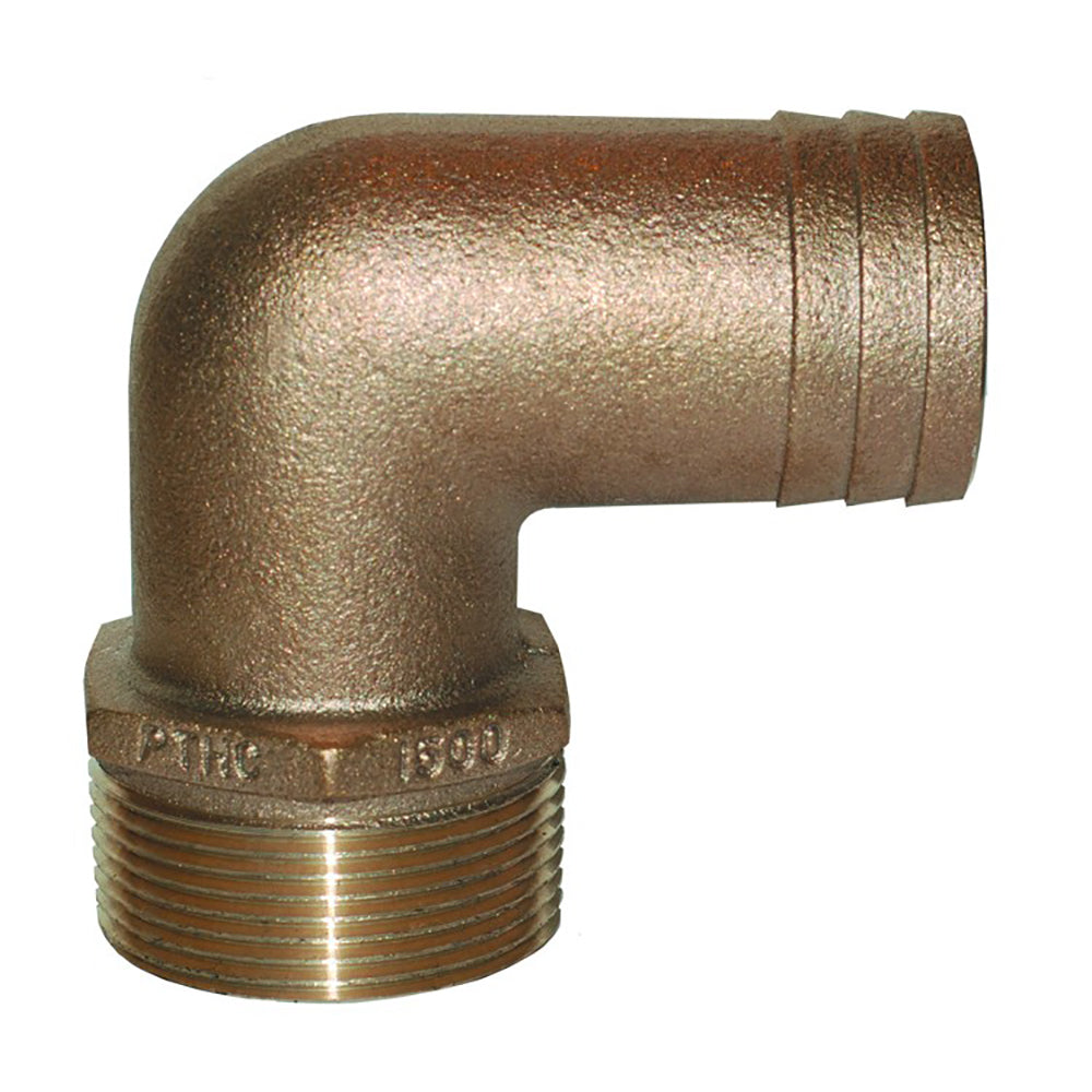 GROCO 1" NPT x 1" ID Bronze 90 Degree Pipe to Hose Fitting Standard Flow Elbow - Deckhand Marine Supply