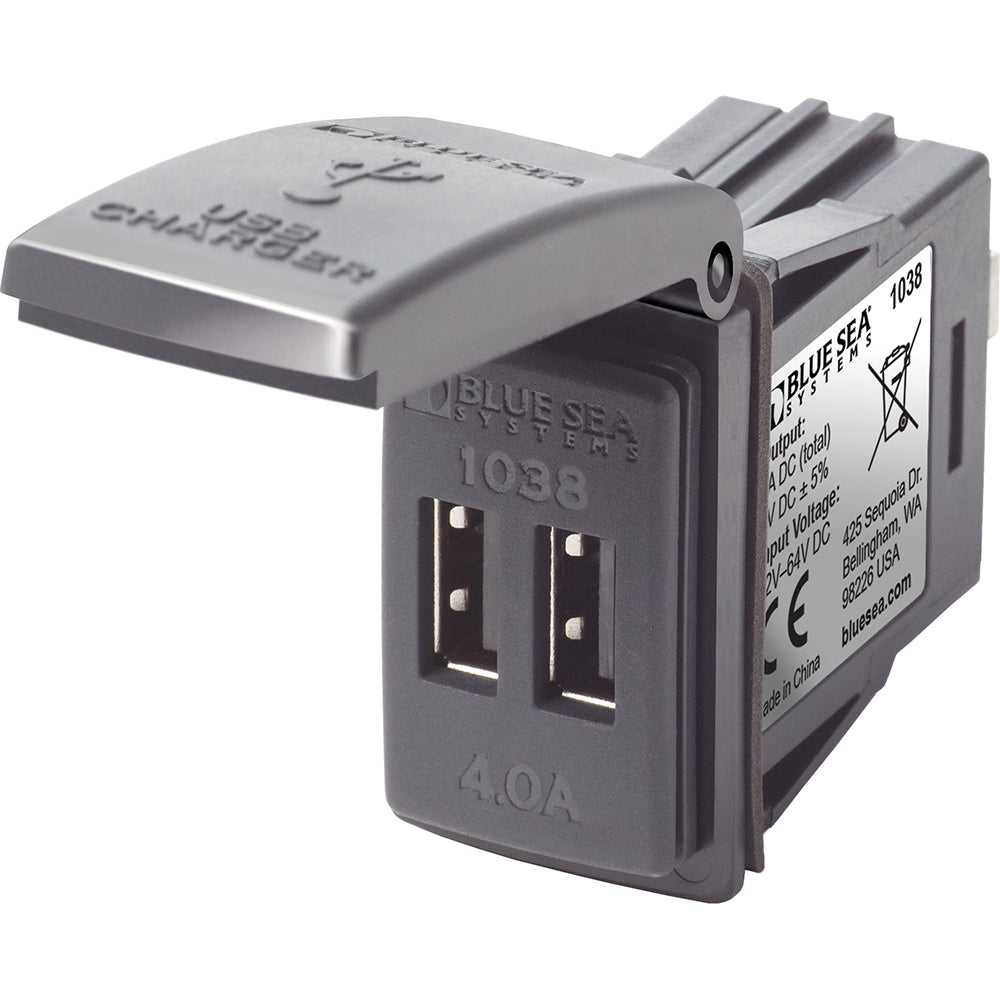 Blue Sea 1038 48V Dual USB Charger Contura Switch Mount - Deckhand Marine Supply