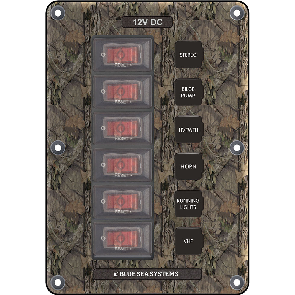 Blue Sea 4325 Circuit Breaker Switch Panel 6 Position - Camo - Deckhand Marine Supply
