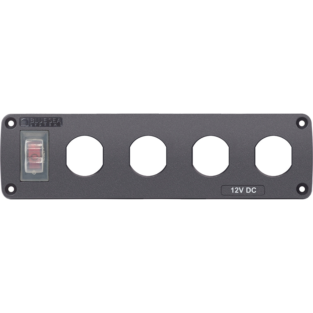 Blue Sea Water Resistant USB Accessory Panel - 15A Circuit Breaker, 4x Blank Apertures - Deckhand Marine Supply