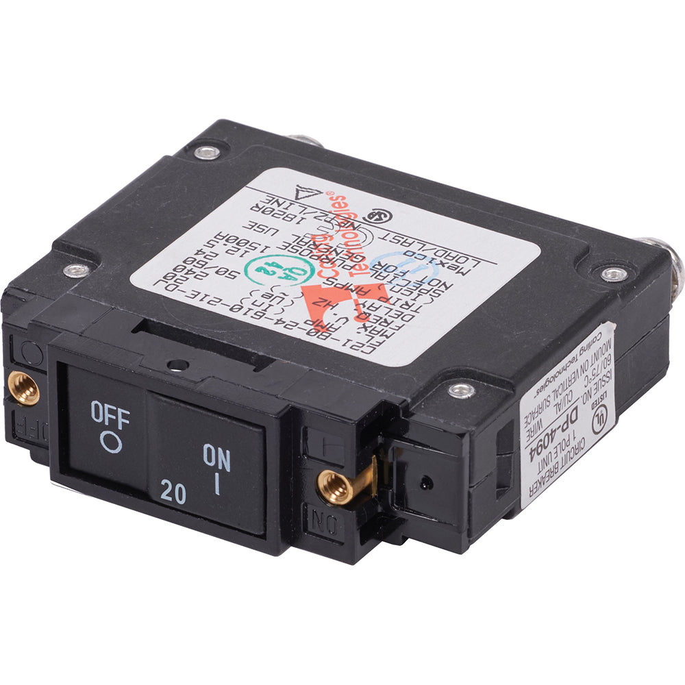 Blue Sea 7457 UL-489 Circuit Breaker - 20A Flat Rocker - Deckhand Marine Supply