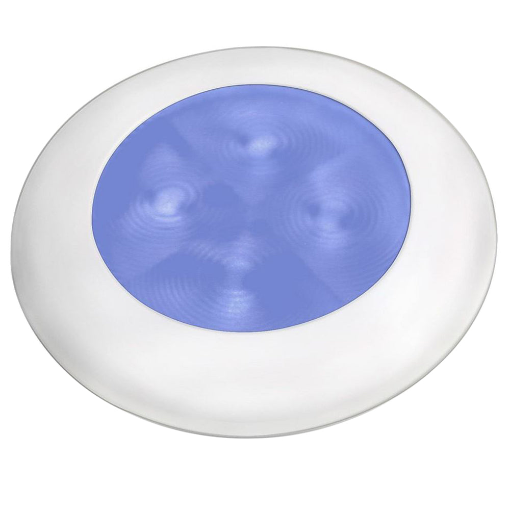 Hella Marine Blue LED Round Courtesy Lamp - White Bezel - 24V - Deckhand Marine Supply