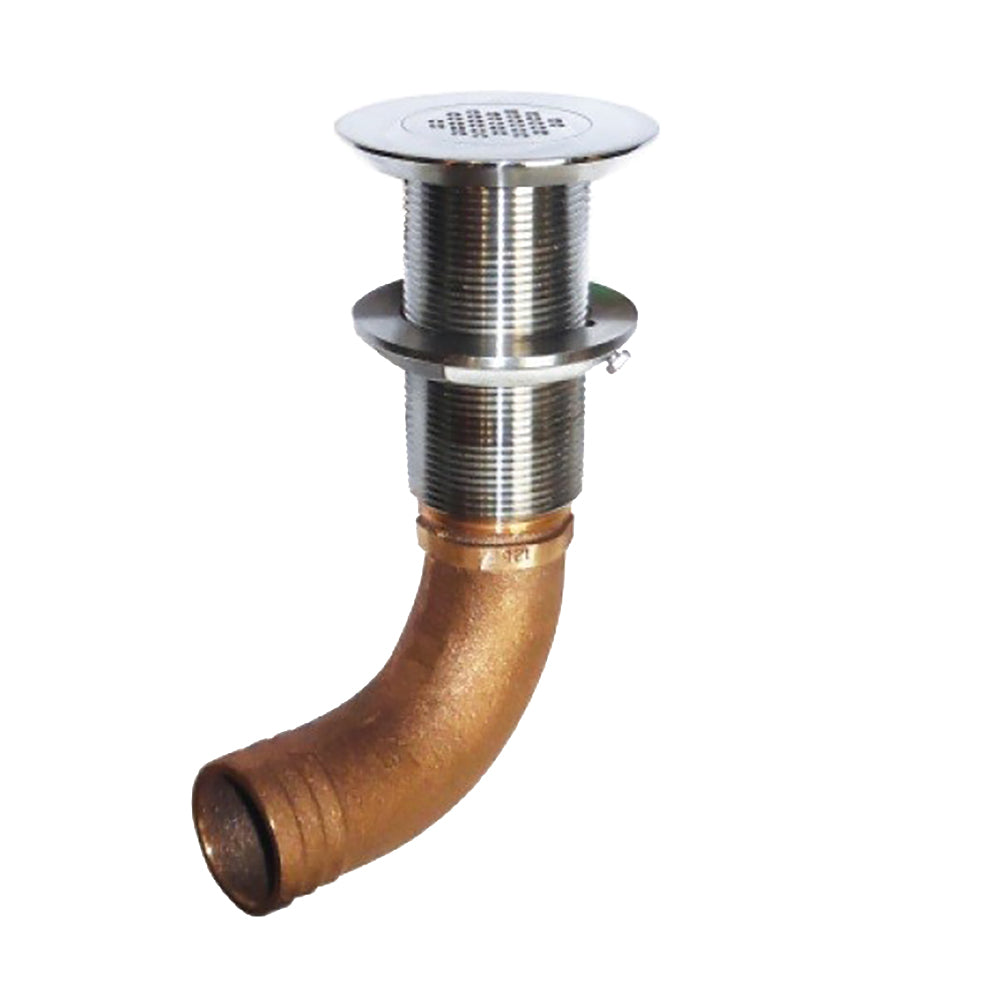GROCO 1-1/2" Hose Barb Stainless Straight Deck Drain - Deckhand Marine Supply