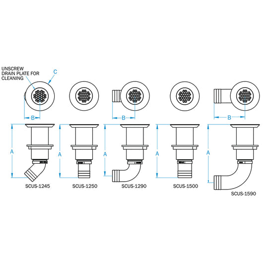 GROCO Deck Scupper 90 Degree 1-1/2" Hose Connection - Deckhand Marine Supply