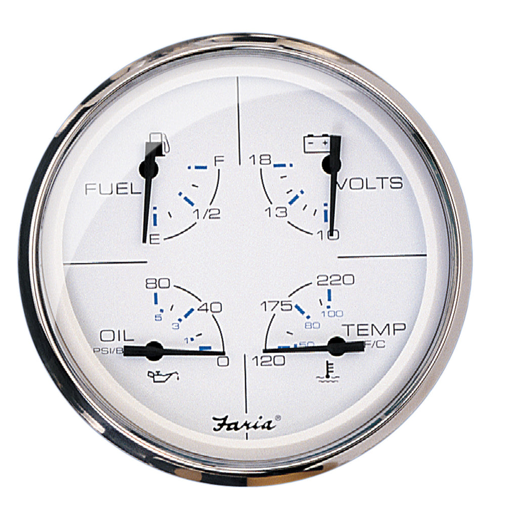 Faria Chesapeake White SS 5" Multifunction Gauge - Deckhand Marine Supply