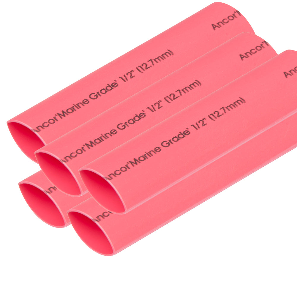 Ancor Heat Shrink Tubing 1/2" x 6" - Red - 5 Pieces - Deckhand Marine Supply